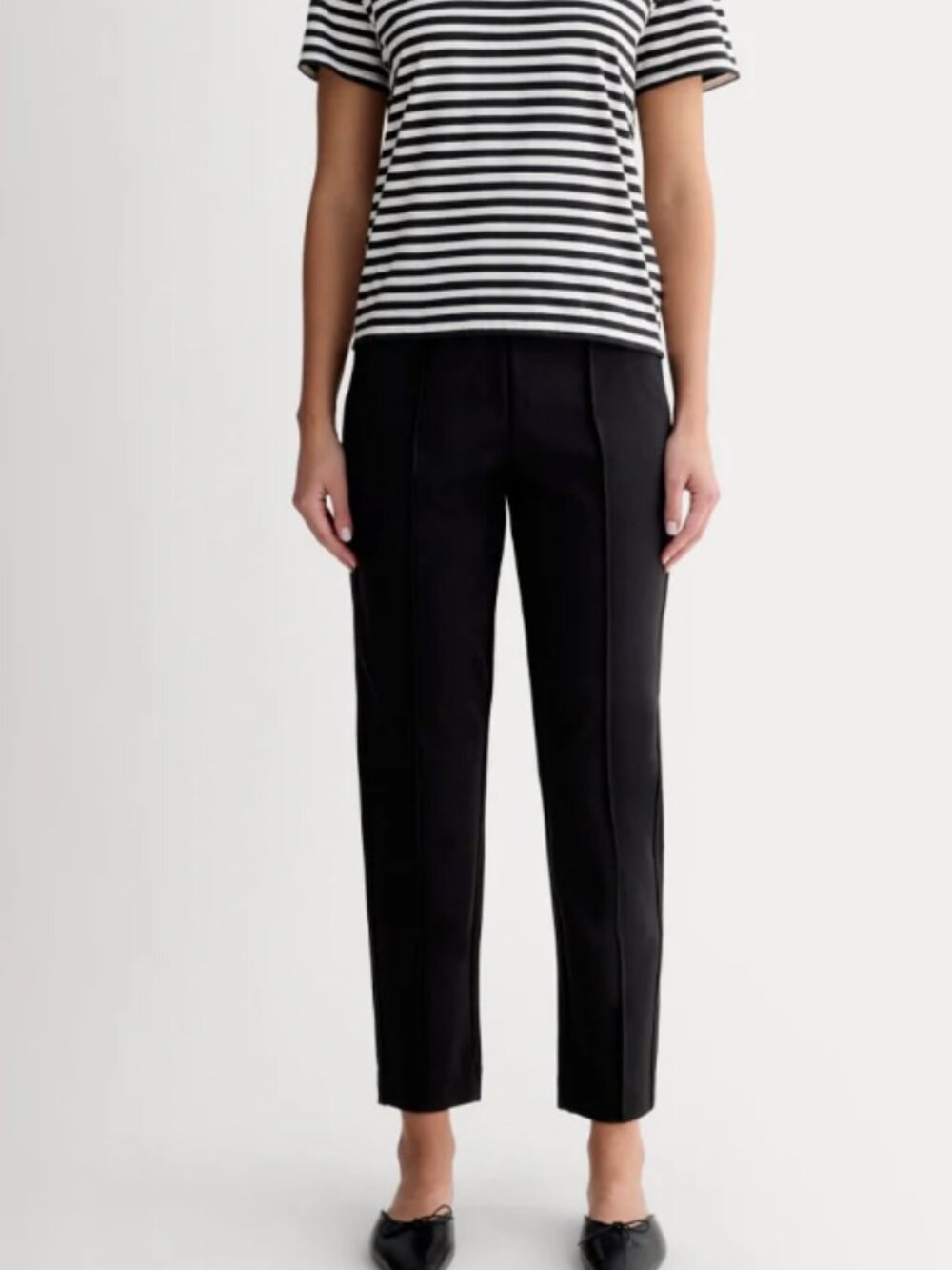 Everlane The Dream Pant High Rise Pintuck Tapered Crop Ankle Leg in Black - NWT
